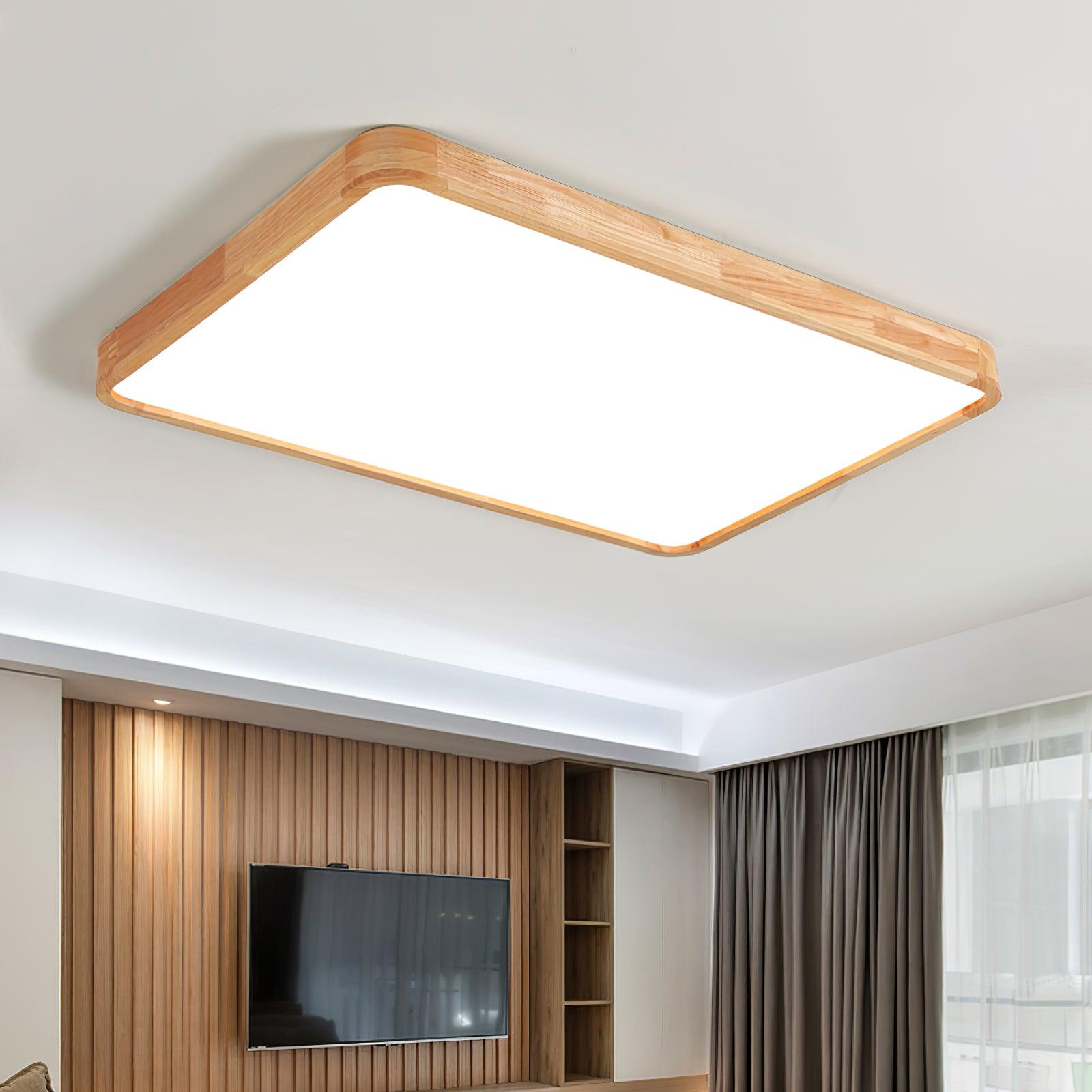 Wooden Geometric Ceiling Light 23.6 in LED Adjustable Wood Indoor Lamp | Thomler