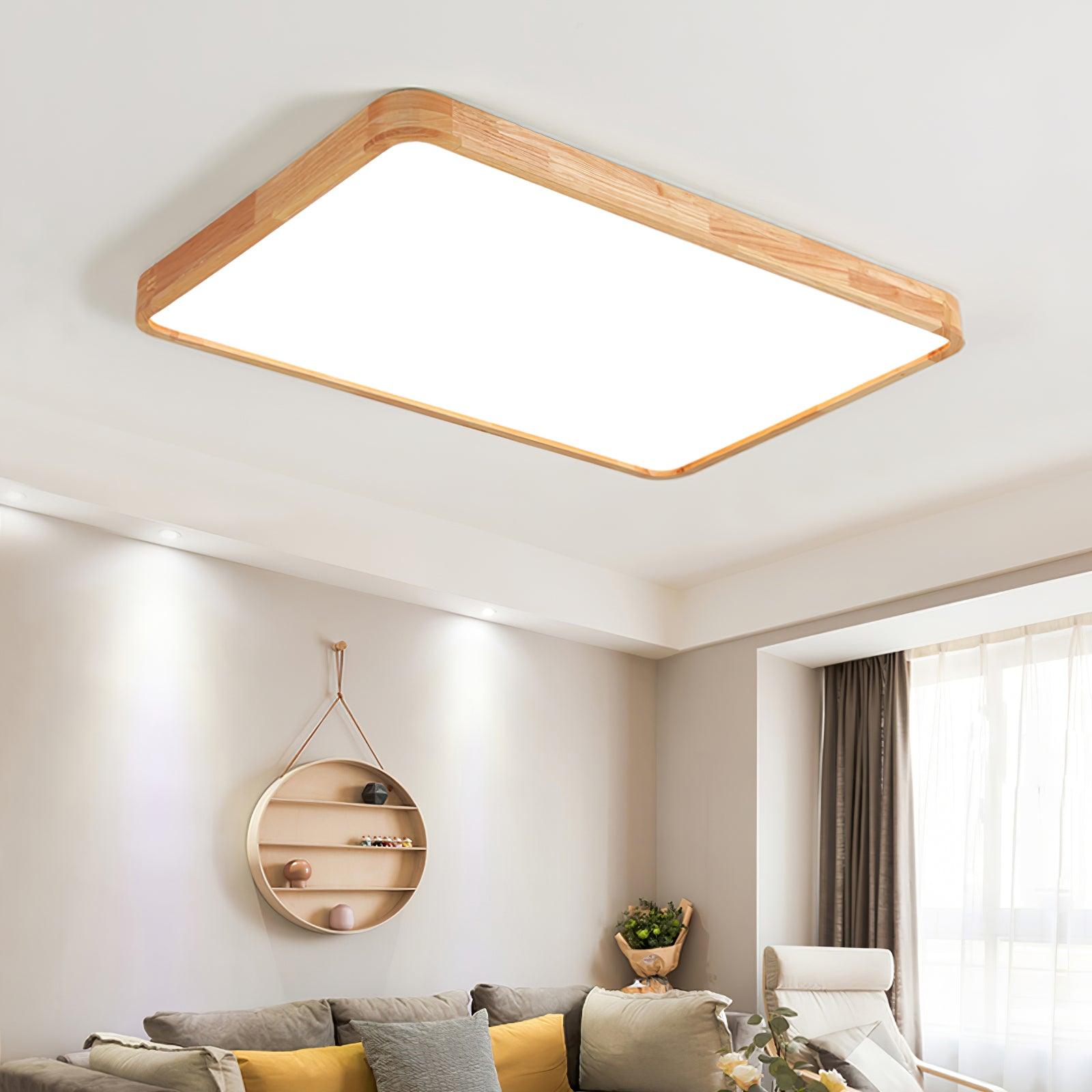 Wooden Geometric Ceiling Light 23.6 in LED Adjustable Wood Indoor Lamp | Thomler