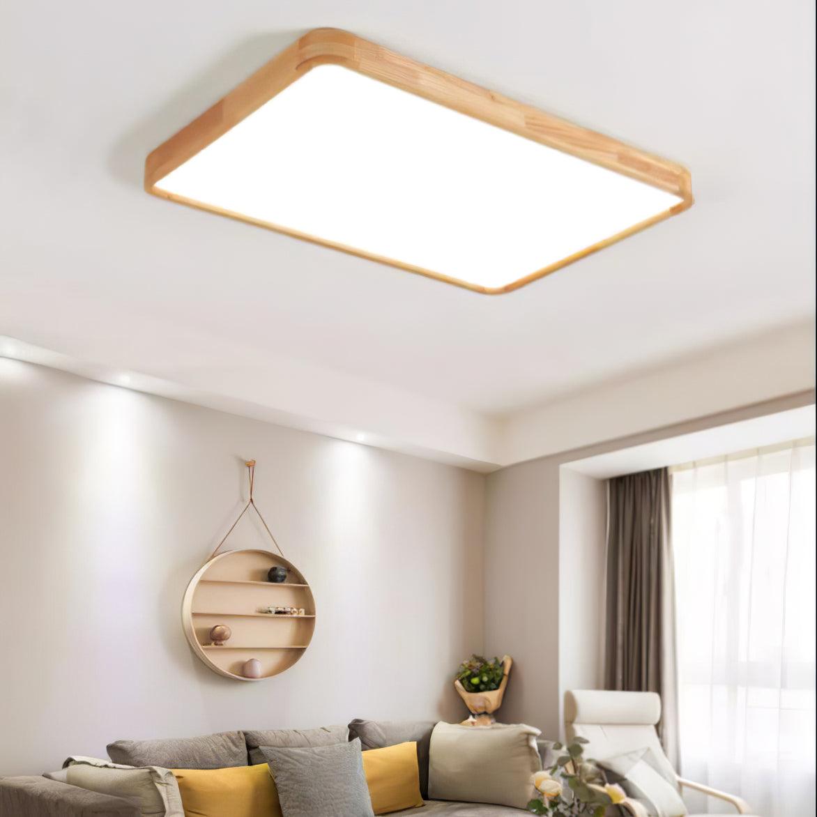Wooden Geometric Ceiling Light 23.6 in LED Adjustable Wood Indoor Lamp | Thomler
