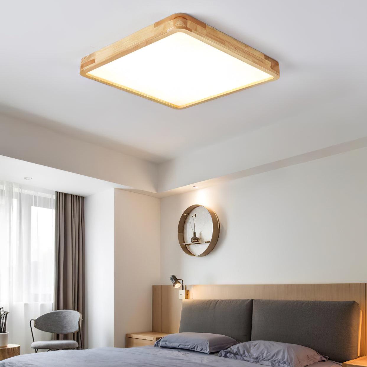 Wooden Geometric Ceiling Light 23.6 in LED Adjustable Wood Indoor Lamp | Thomler