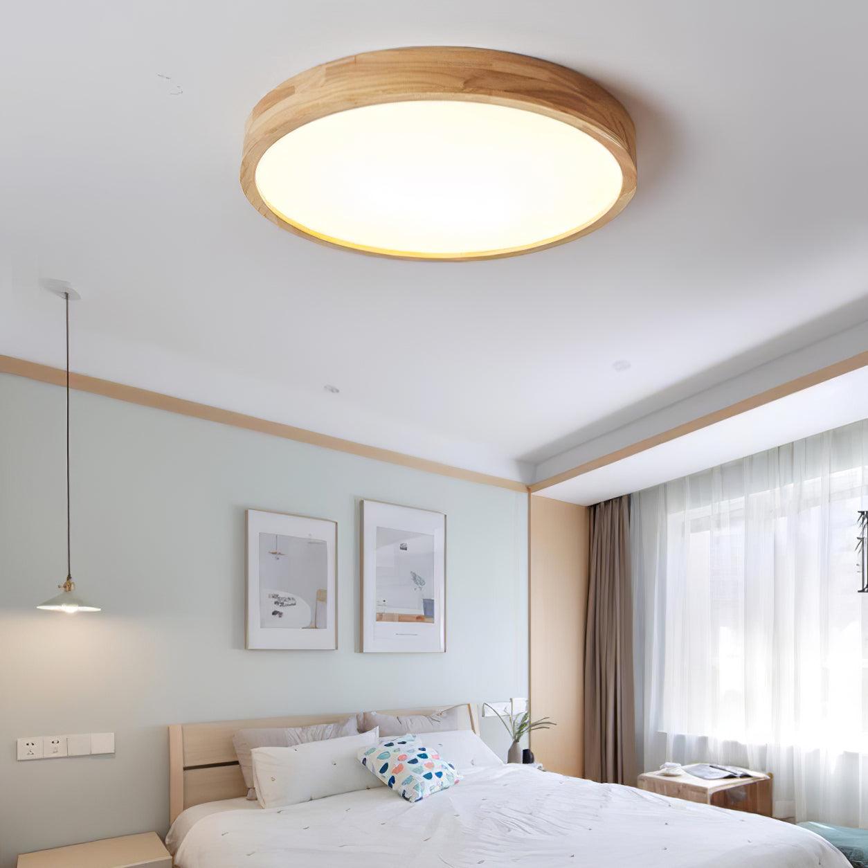 Wooden Geometric Ceiling Light 23.6 in LED Adjustable Wood Indoor Lamp | Thomler