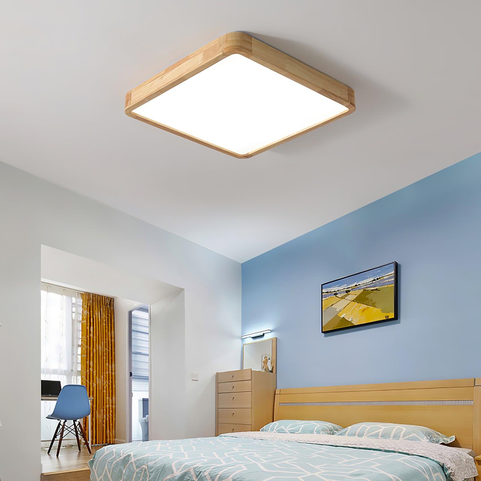 Wooden Geometric Ceiling Light 23.6 in LED Adjustable Wood Indoor Lamp | Thomler