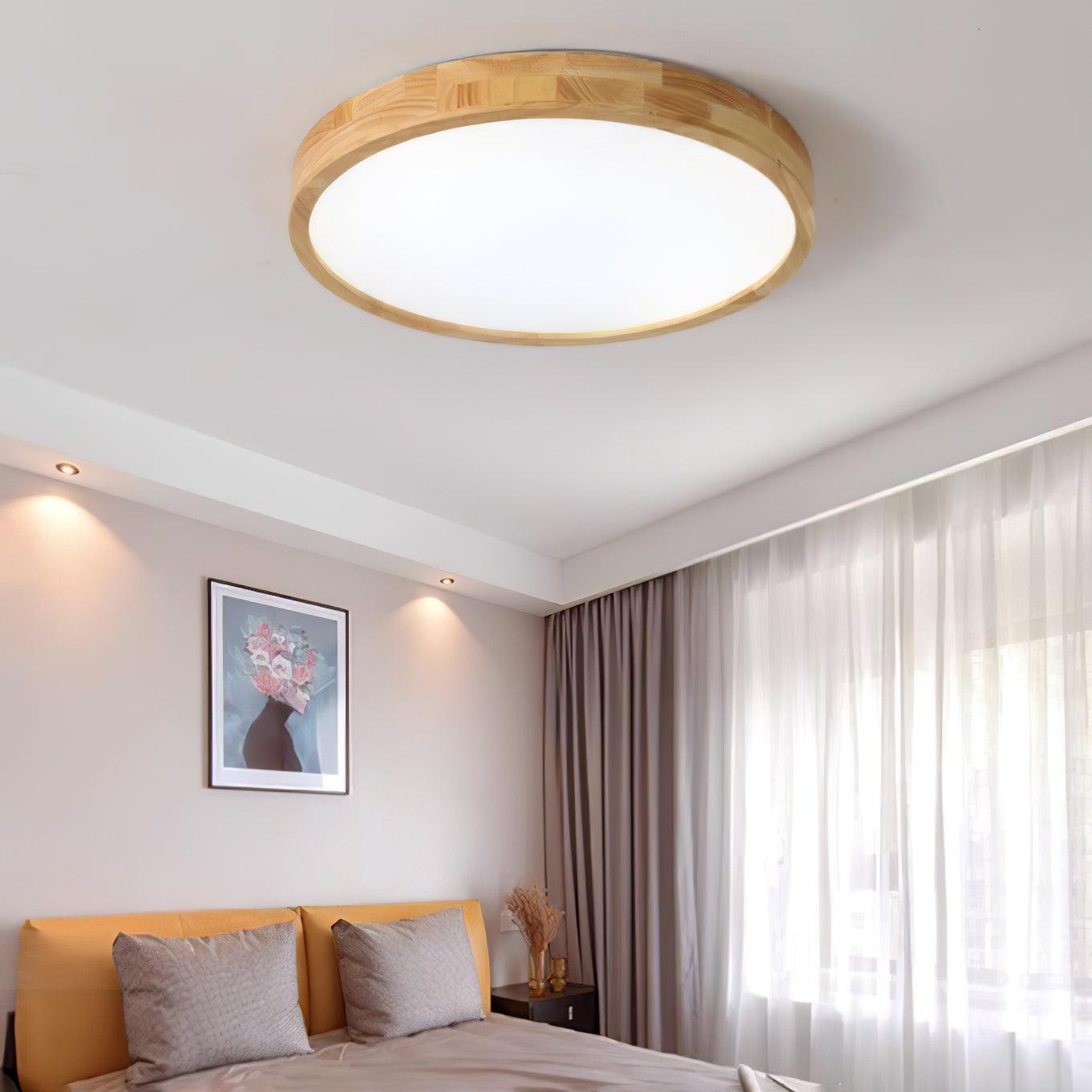 Wooden Geometric Ceiling Light 23.6 in LED Adjustable Wood Indoor Lamp | Thomler