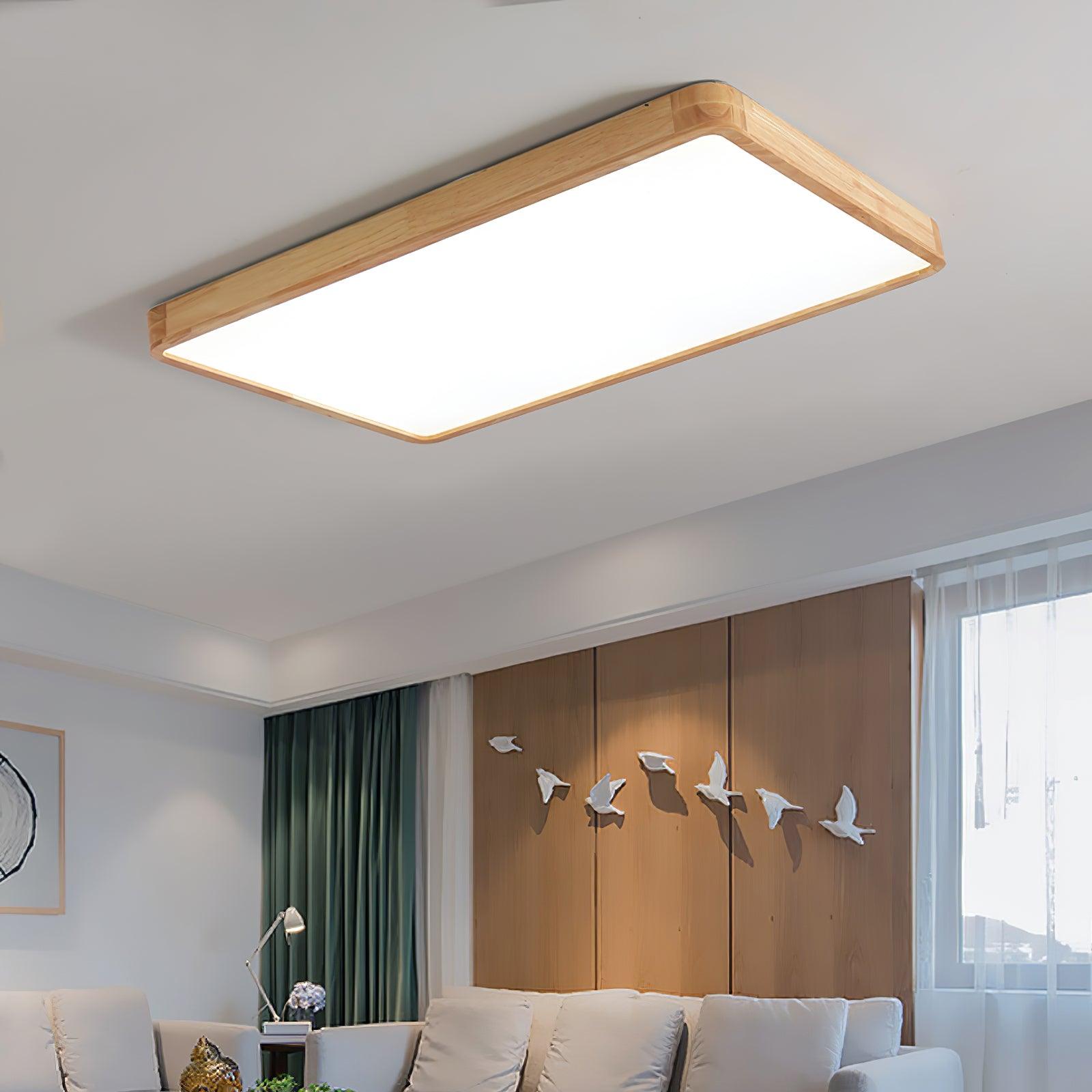 Wooden Geometric Ceiling Light 23.6 in LED Adjustable Wood Indoor Lamp | Thomler