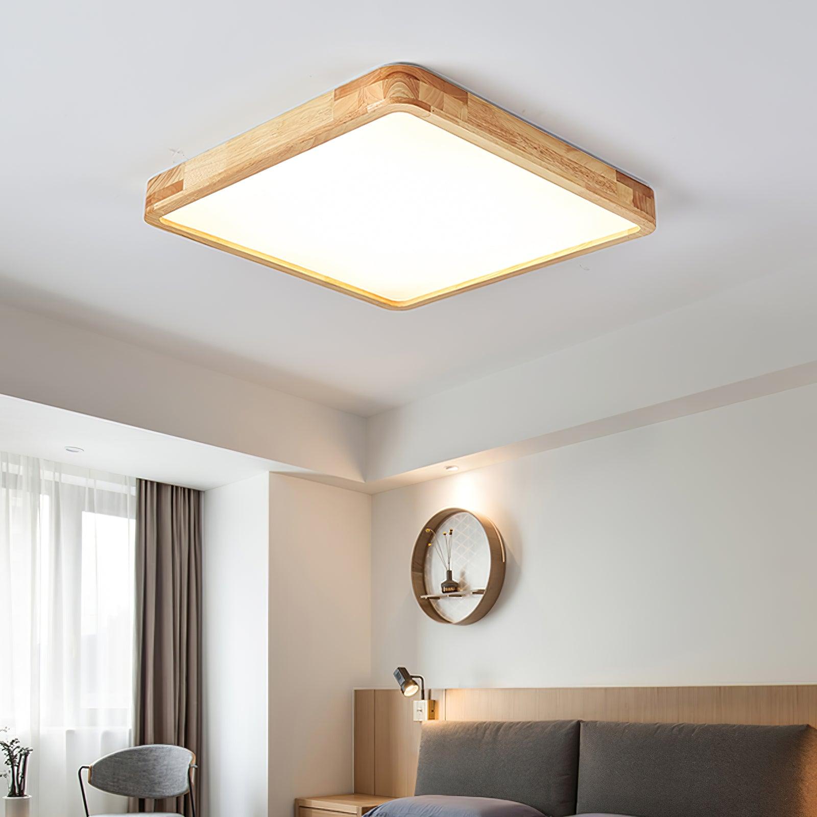 Wooden Geometric Ceiling Light 23.6 in LED Adjustable Wood Indoor Lamp | Thomler