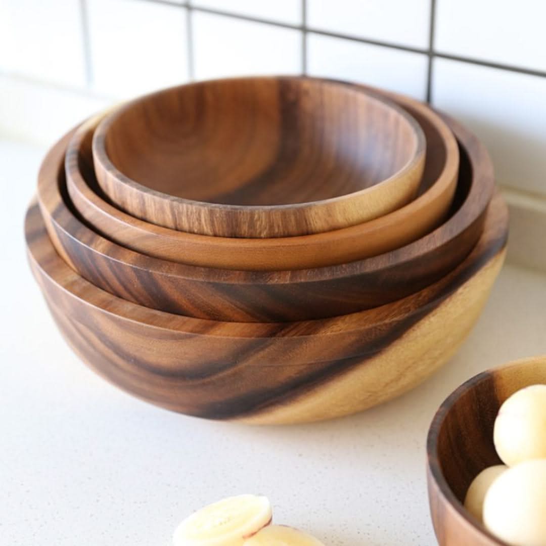 Bamboo Serving Bowl – Eco-Friendly Round Dish for Salads, Snacks & Fruit – Choose Your Size | Thomler