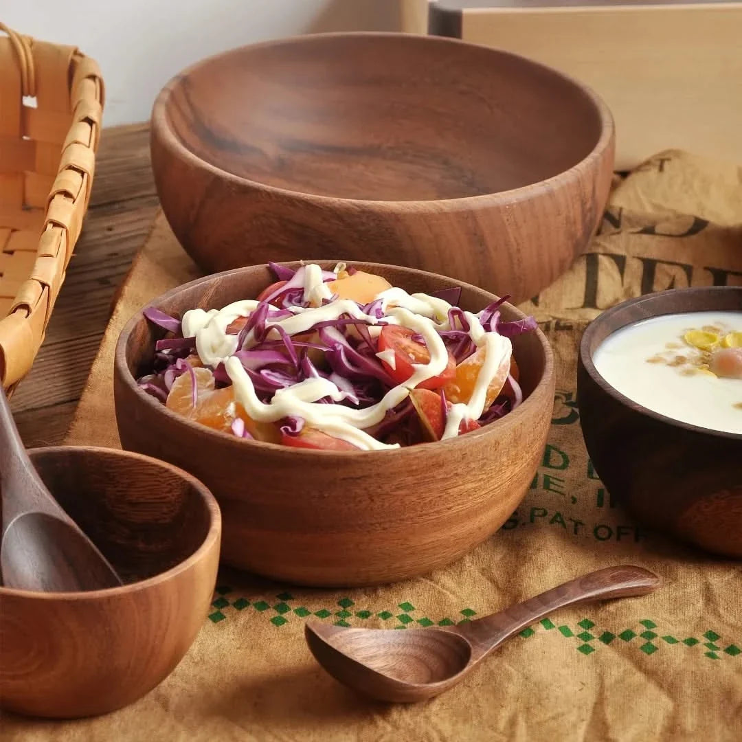 Handcrafted Timber Serving Bowl for Salad, Fruit & Snacks – Natural Wood Tableware | Thomler