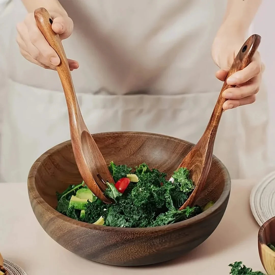 Handcrafted Timber Serving Bowl for Salad, Fruit & Snacks – Natural Wood Tableware | Thomler