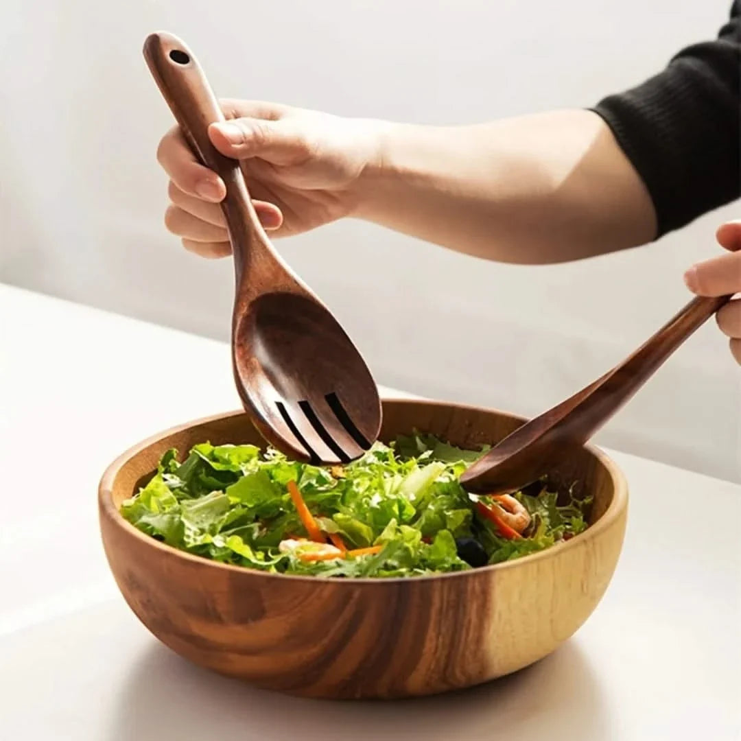 Handcrafted Timber Serving Bowl for Salad, Fruit & Snacks – Natural Wood Tableware | Thomler