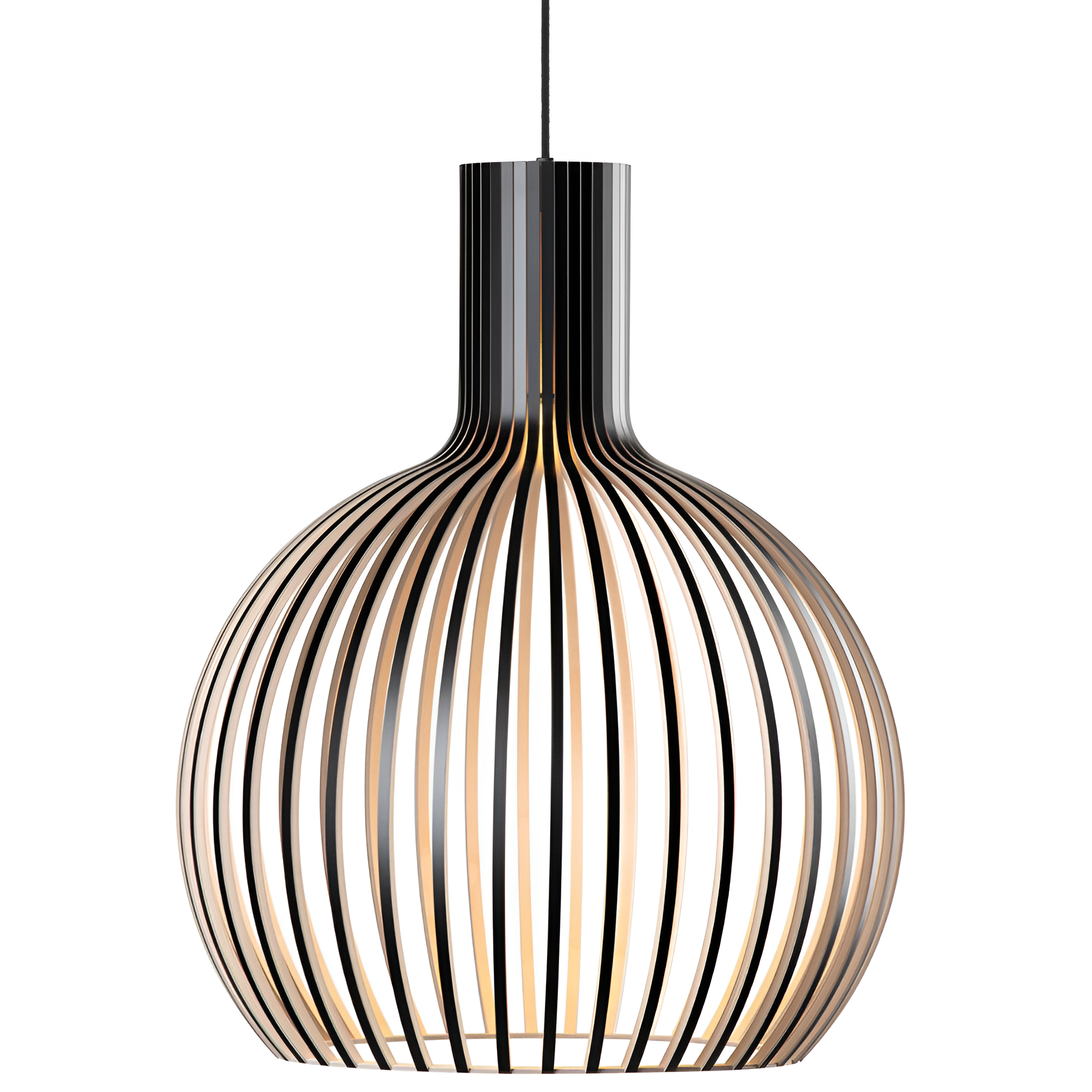 Pendant Light Wood 35.0 cm Natural Dining Room Scandinavian Hanging Ceiling Lamp Rustic Slatted E27 Lighting | Thomler