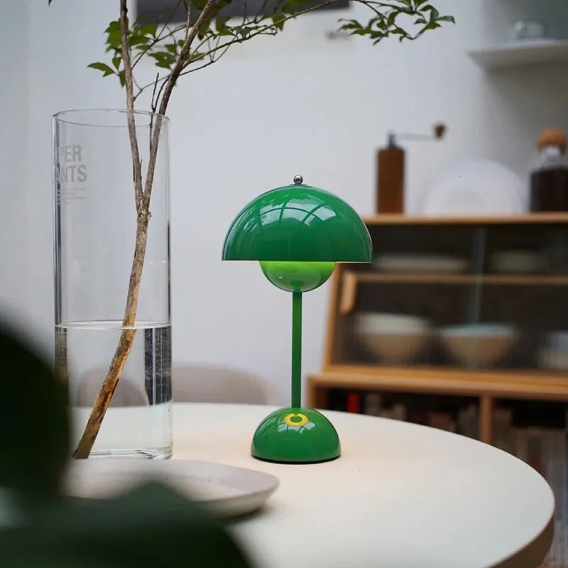 Table Lamp ABS PC USB Rechargeable 2000mAh Green Bedside Desk Wireless LED Mushroom Light | Thomler