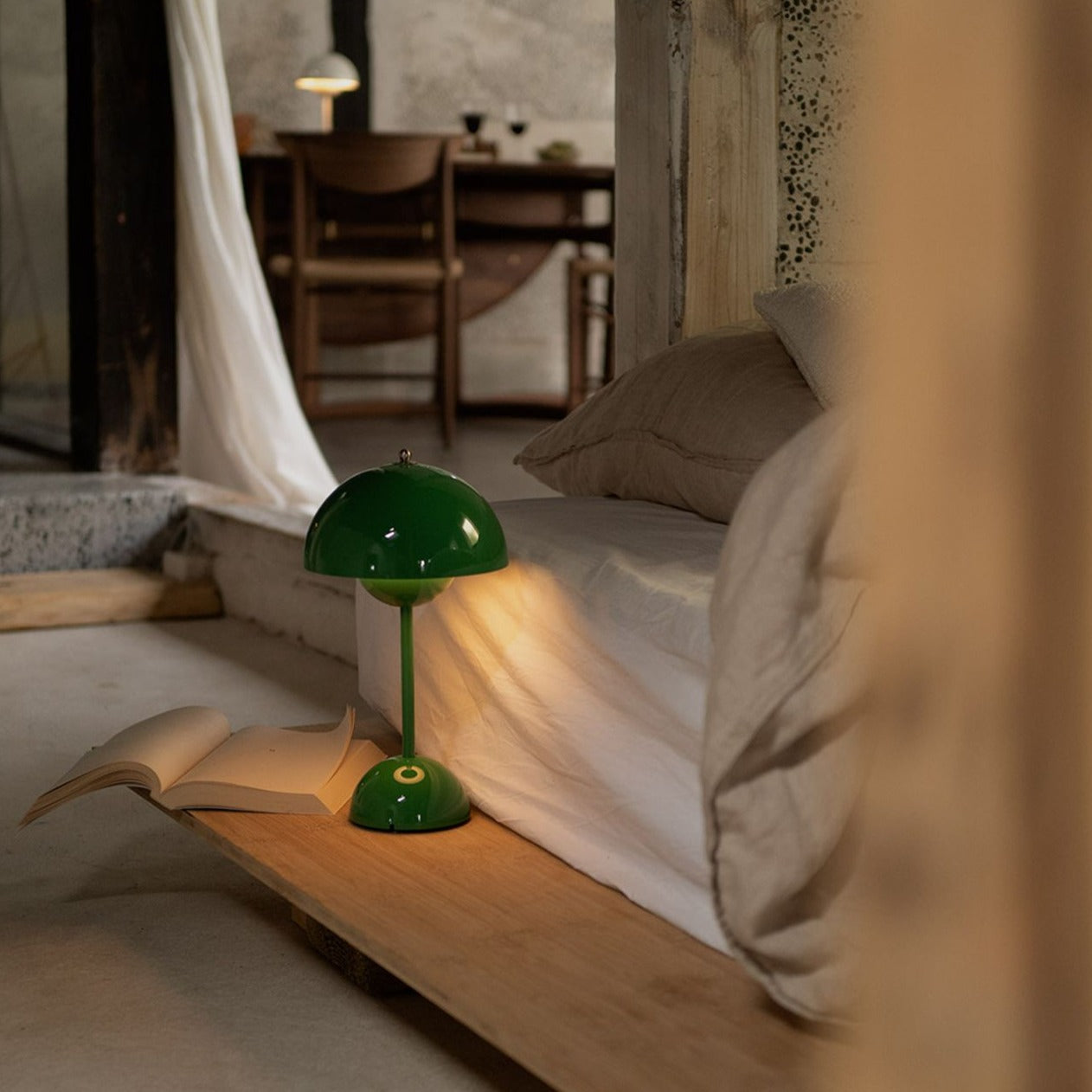 Table Lamp ABS PC USB Rechargeable 2000mAh Green Bedside Desk Wireless LED Mushroom Light | Thomler