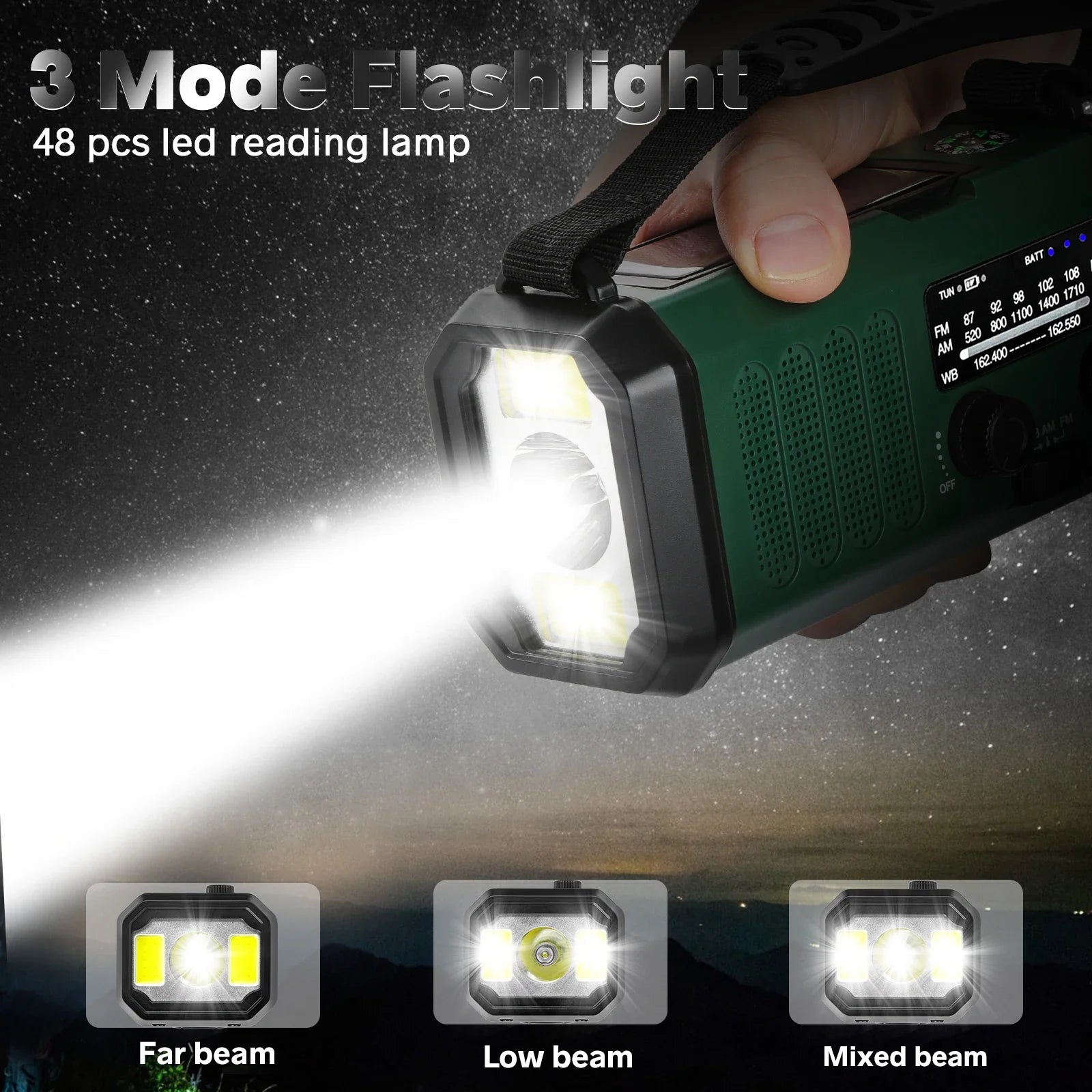Navando | Draagbare noodradio met solar en handgenerator