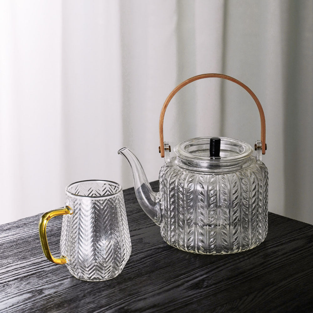 Glass Teapot Borosilicate 1.0 L Transparent Tea Infuser Loose Leaf Blooming Tea Serving Pot | Thomler