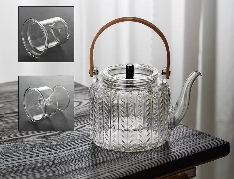 Glass Teapot Borosilicate 1.0 L Transparent Tea Infuser Loose Leaf Blooming Tea Serving Pot | Thomler