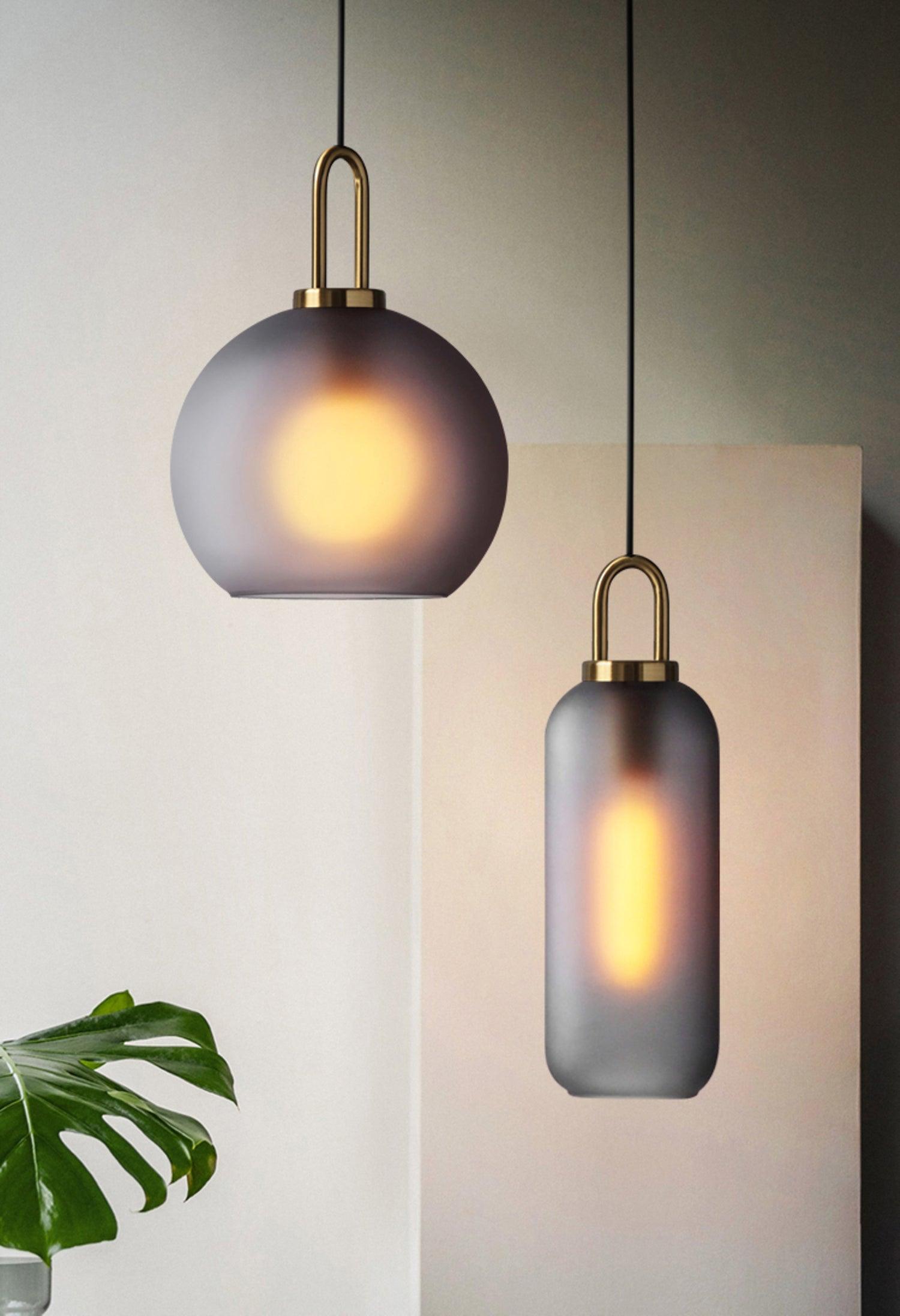 Pendant Light Glass Metal 11.8 in Hanging Living Room Bedroom Ceiling Adjustable Modern Minimalist Lighting Fixture | Thomler