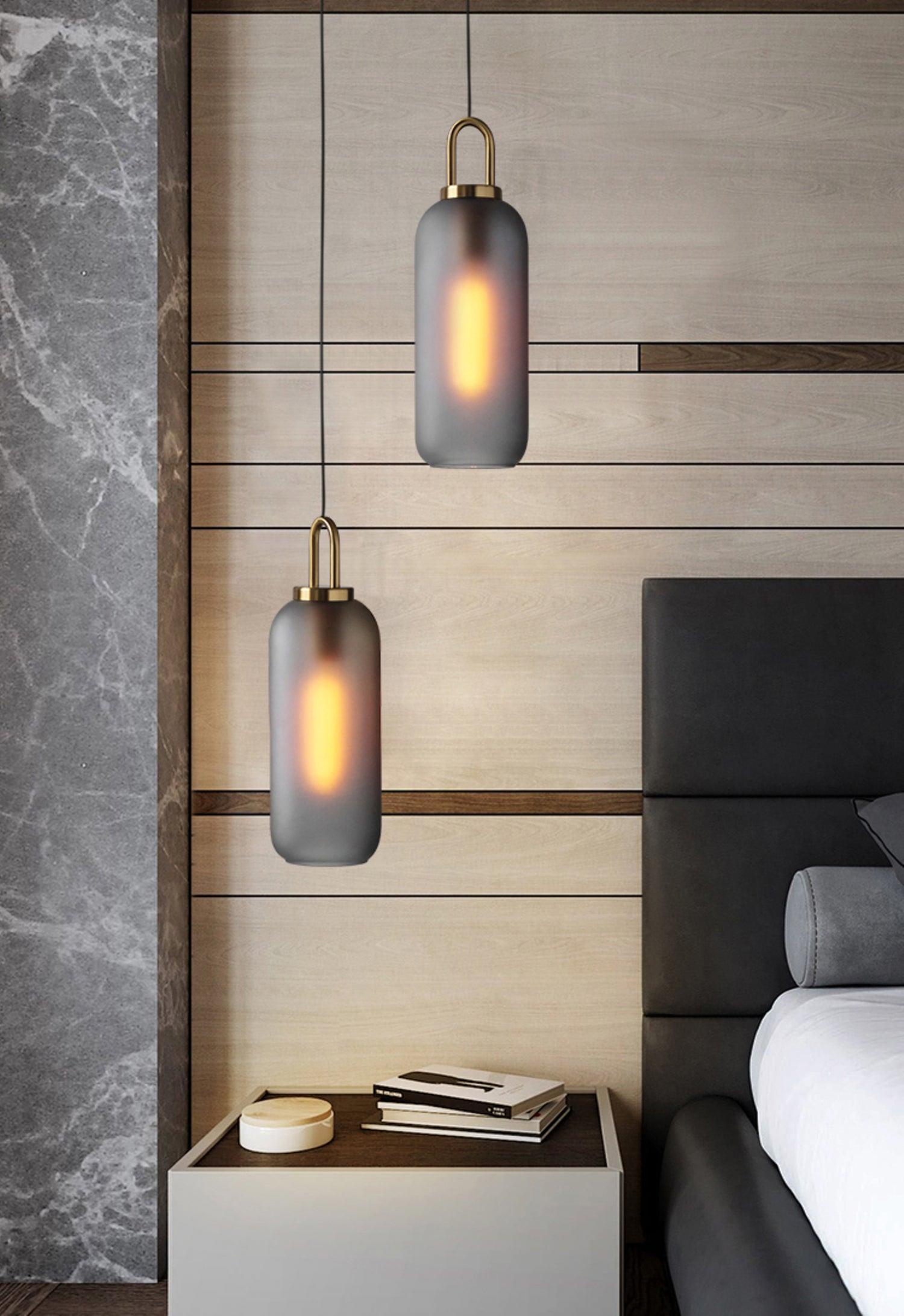 Pendant Light Glass Metal 11.8 in Hanging Living Room Bedroom Ceiling Adjustable Modern Minimalist Lighting Fixture | Thomler
