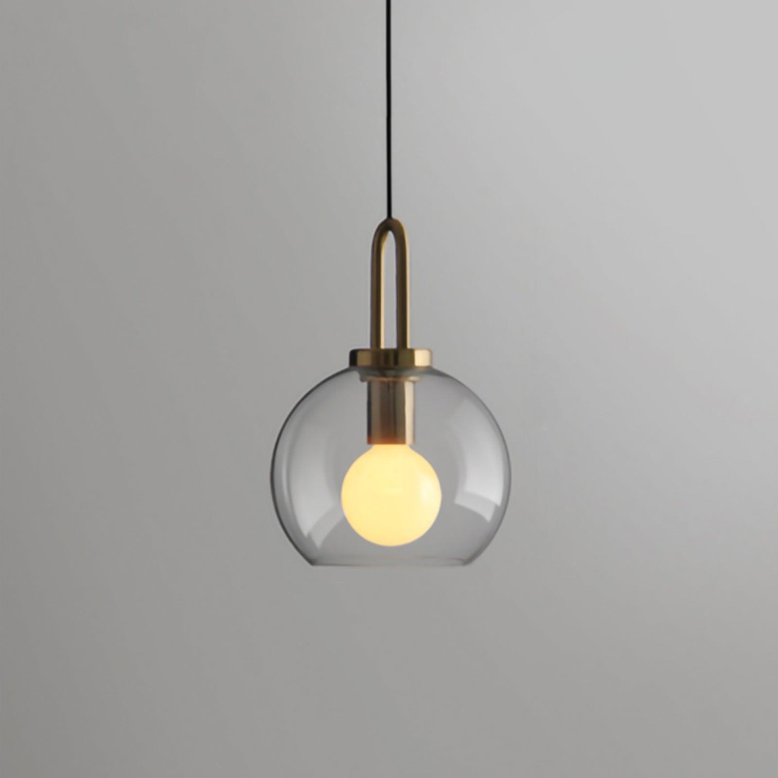 Pendant Light Glass Metal 11.8 in Hanging Living Room Bedroom Ceiling Adjustable Modern Minimalist Lighting Fixture | Thomler