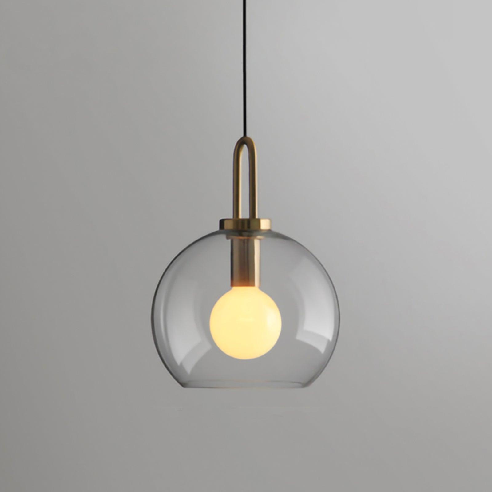 Pendant Light Glass Metal 11.8 in Hanging Living Room Bedroom Ceiling Adjustable Modern Minimalist Lighting Fixture | Thomler