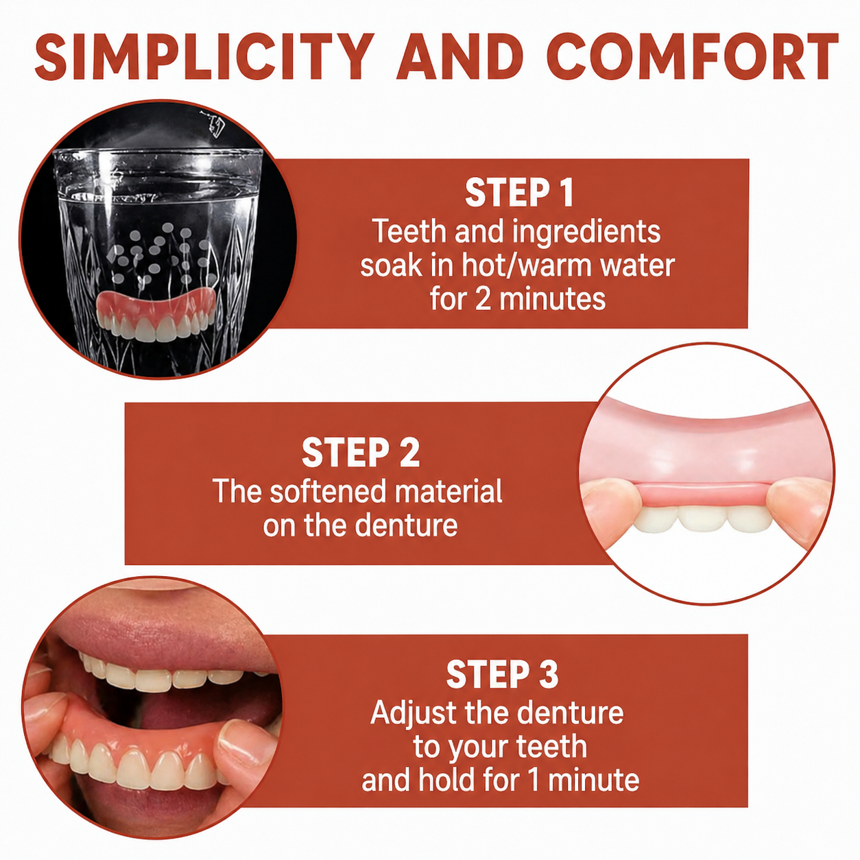 Soft Silicone Denture Cushion Liner for Comfortable Fit Without Pain or Slipping | Easy Home Application | Upper & Lower Arch Support | Thomler
