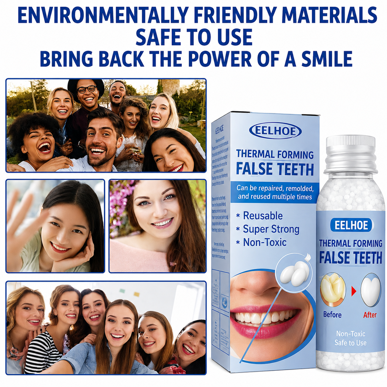 Temporary Tooth Repair Kit for Chipped Gaps Missing Teeth at Home Moldable Resin Filler Natural White Cosmetic Dental Fix Adults Kids Senior | Thomler