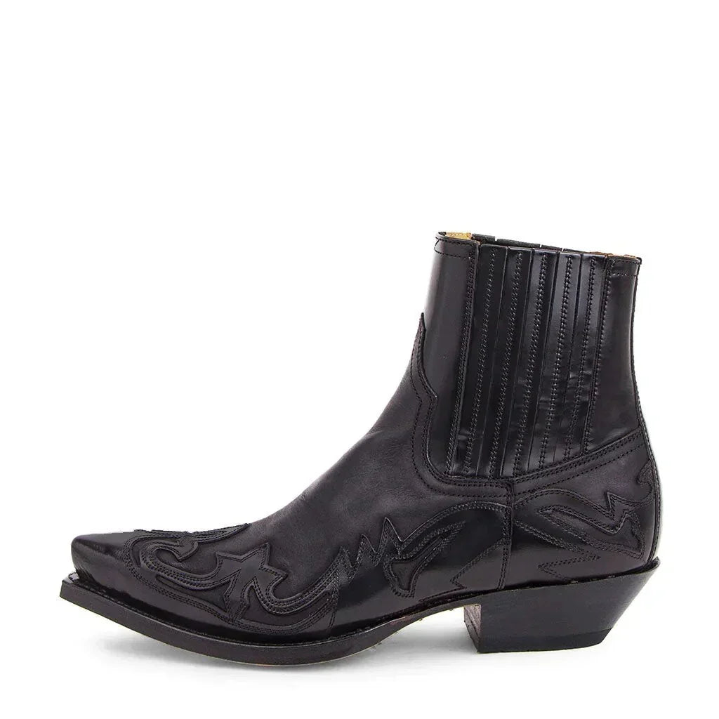 Men's Leather Western Boots with Heel | Classic Cowboy Style Boot for Everyday Wear & Night Out | Durable PU Construction | Thomler