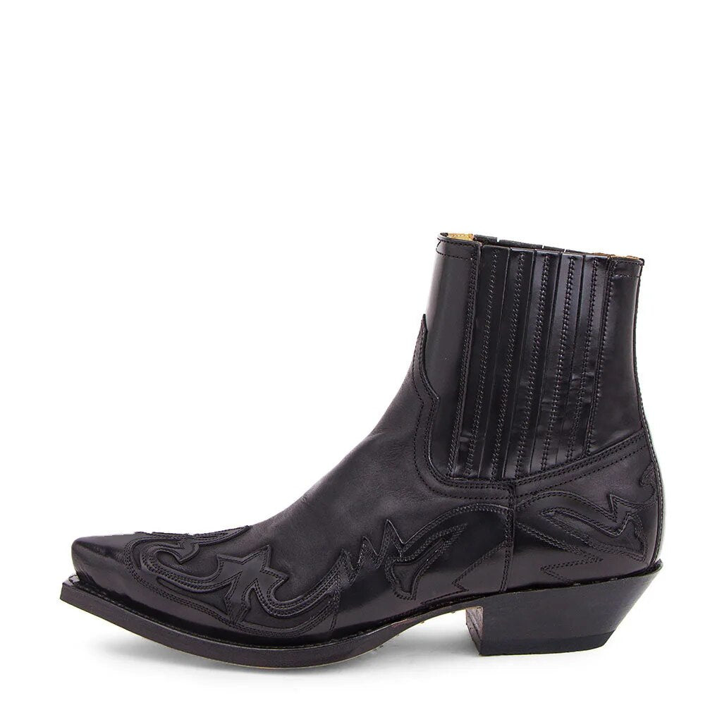 Western Boots Embroidered Leather Mid-Calf Pull-On Cowboy Style for Women Men Unisex Black Brown | Thomler