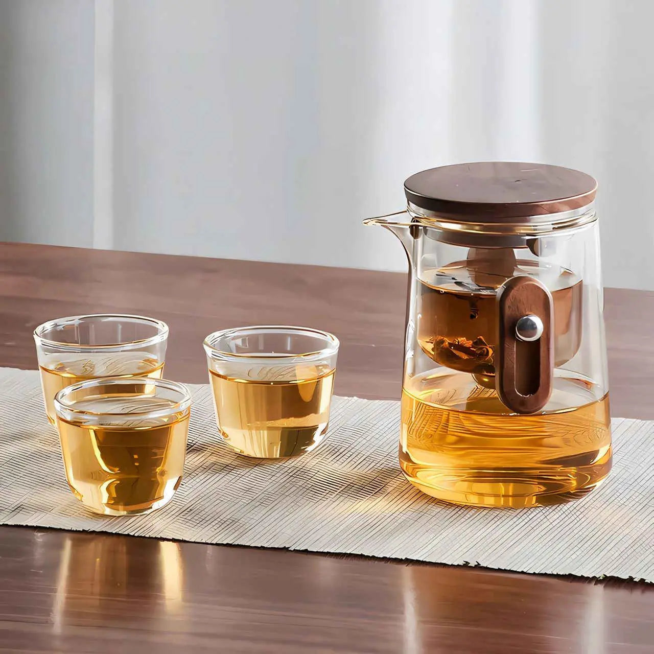 Travel Teapot Borosilicate Glass 330 ml Compact Tea Brewing Camping Outdoor Portable Infuser Set With Cups And Carry Case | Thomler