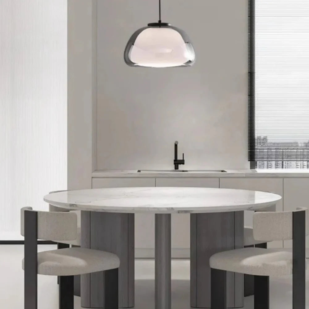 Pendant Light Glass Dome 9.8 in Adjustable Kitchen Dining Room Hanging Fixture Modern Multi-Light Setup | Thomler