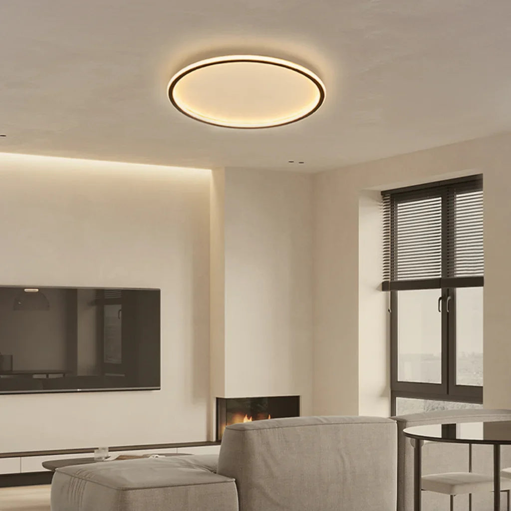 Ceiling Light Metal LED 12 in White Black Modern Living Room Bedroom Pendant Lamp Adjustable Color Temperatures | Thomler