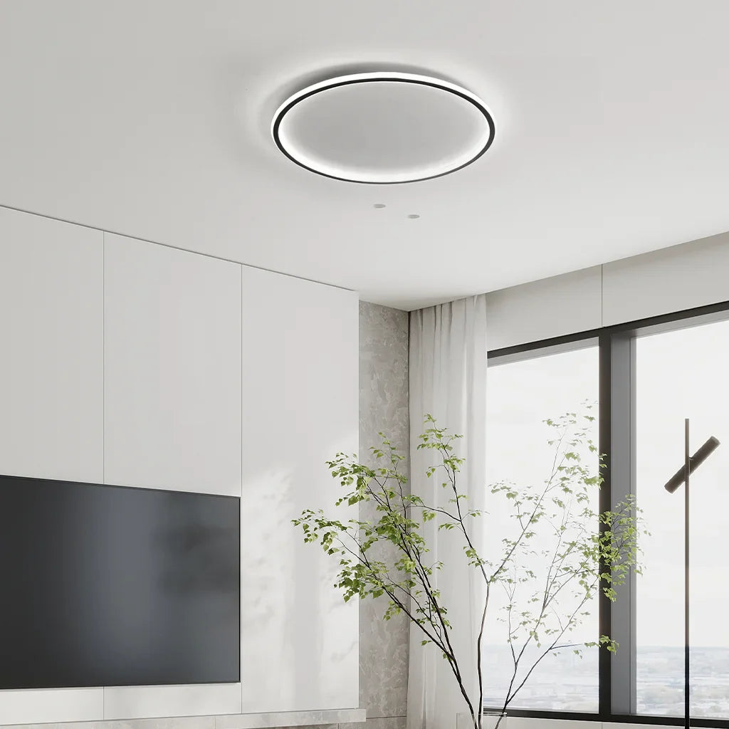Ceiling Light Metal LED 12 in White Black Modern Living Room Bedroom Pendant Lamp Adjustable Color Temperatures | Thomler