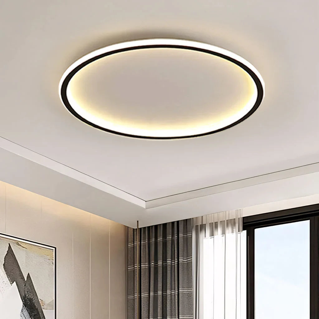 Ceiling Light Metal LED 12 in White Black Modern Living Room Bedroom Pendant Lamp Adjustable Color Temperatures | Thomler