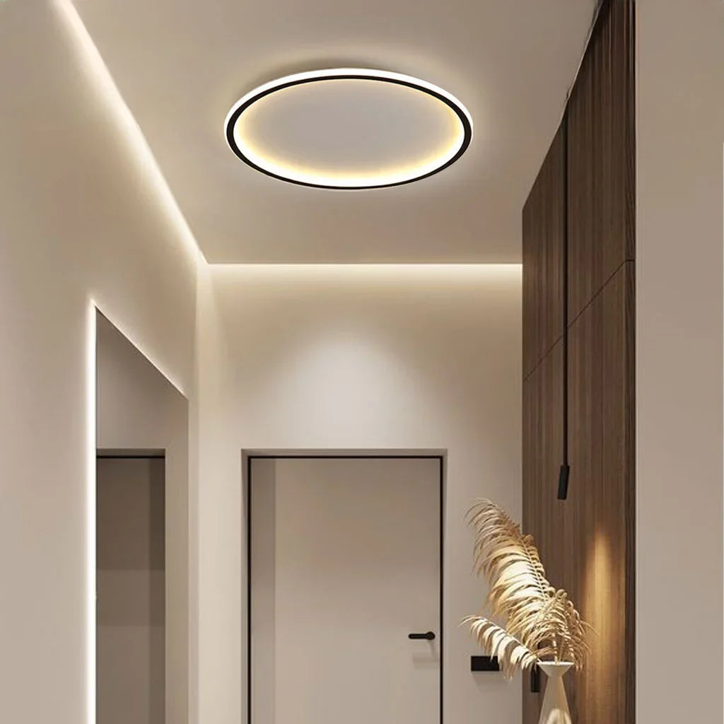 Ceiling Light Metal LED 12 in White Black Modern Living Room Bedroom Pendant Lamp Adjustable Color Temperatures | Thomler