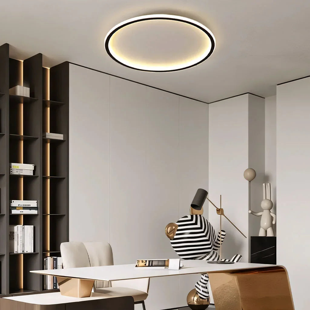 Ceiling Light Metal LED 12 in White Black Modern Living Room Bedroom Pendant Lamp Adjustable Color Temperatures | Thomler