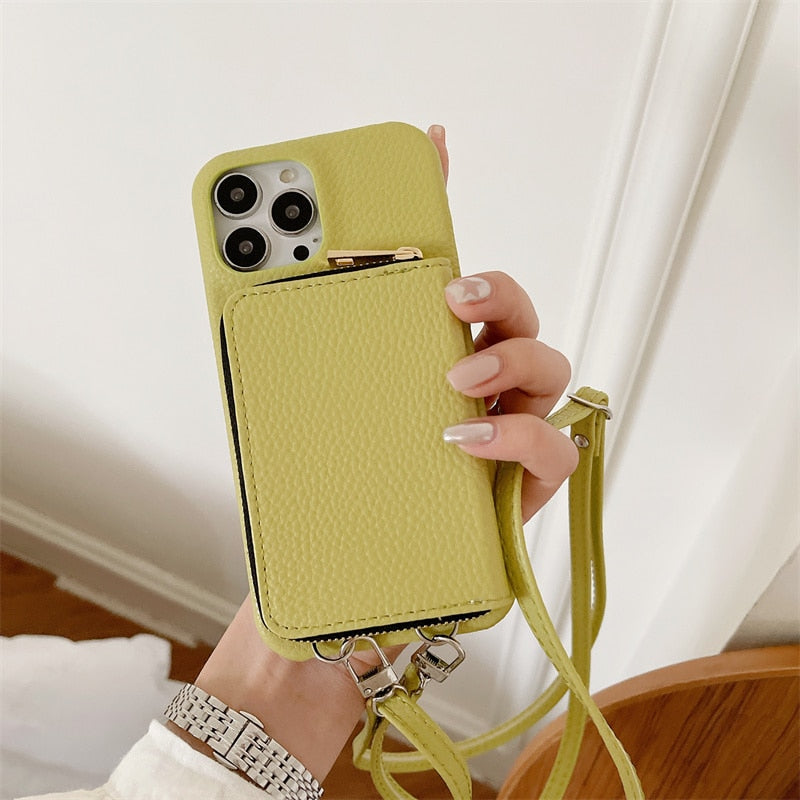 iPhone Wallet Case with Detachable Crossbody Strap & Card Holder – Hands-Free Phone Pouch for Women & Men – Vegan Leather Cover with | Thomler