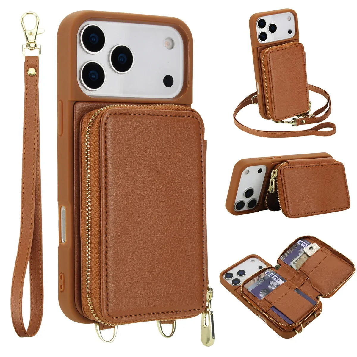 iPhone Wallet Case with Detachable Crossbody Strap & Card Holder – Hands-Free Phone Pouch for Women & Men – Vegan Leather Cover with | Thomler