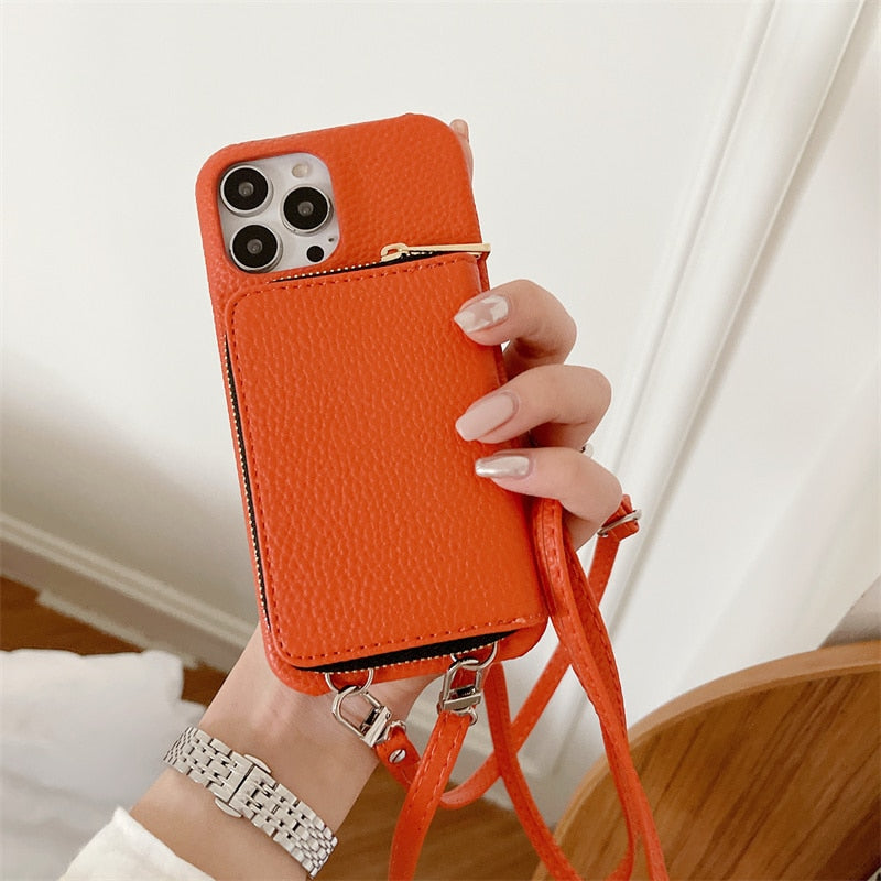 iPhone Wallet Case with Detachable Crossbody Strap & Card Holder – Hands-Free Phone Pouch for Women & Men – Vegan Leather Cover with | Thomler