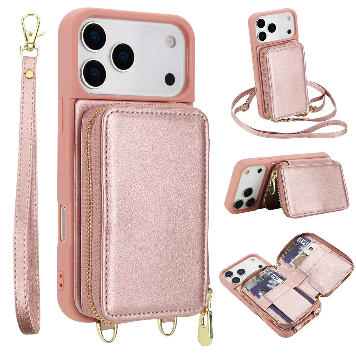iPhone Wallet Case with Detachable Crossbody Strap & Card Holder – Hands-Free Phone Pouch for Women & Men – Vegan Leather Cover with | Thomler