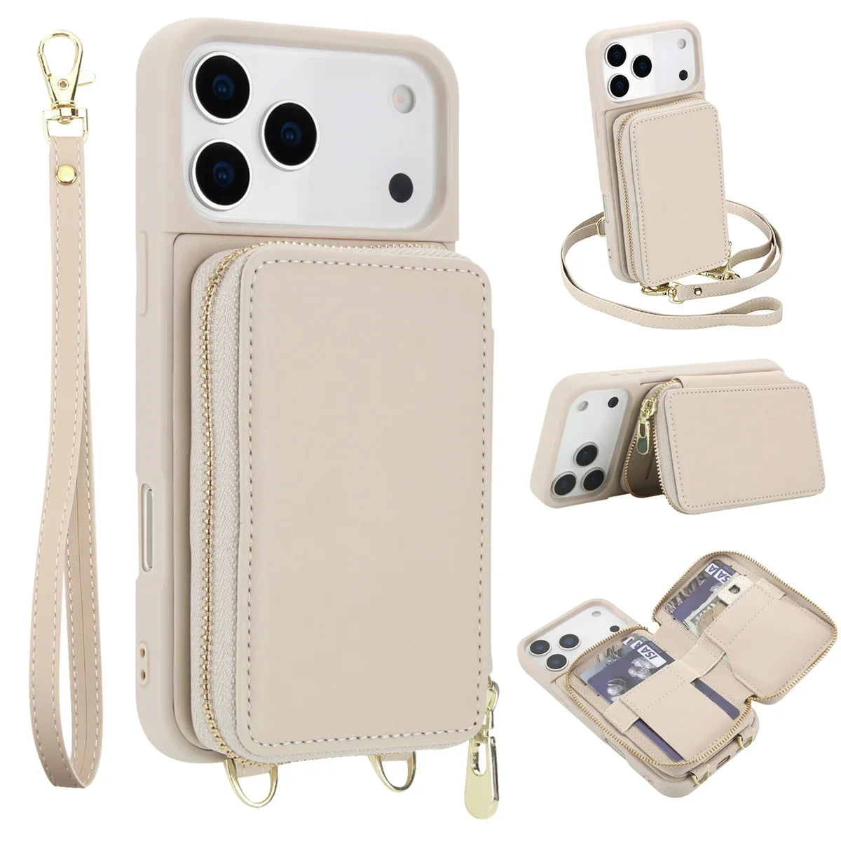 iPhone Wallet Case with Detachable Crossbody Strap & Card Holder – Hands-Free Phone Pouch for Women & Men – Vegan Leather Cover with | Thomler