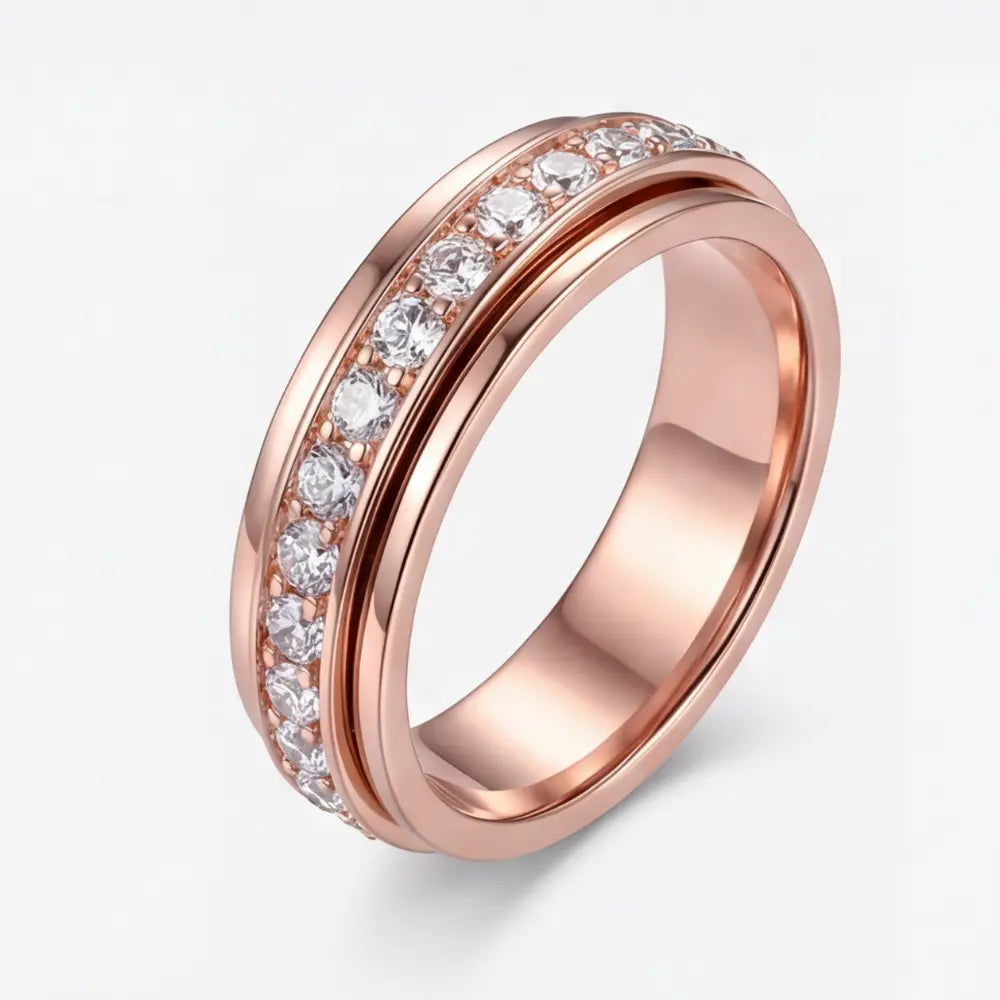 Drehring mit Zirkonia – Titanstahl, Drei Farben