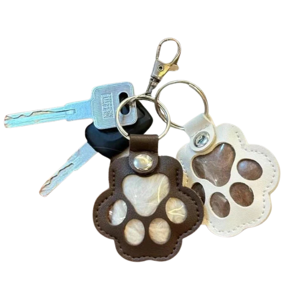 Pet Memorial Keychain with Hidden Keepsake Chamber – Leather Paw Print Charm for Dog & Cat Lovers | Thomler