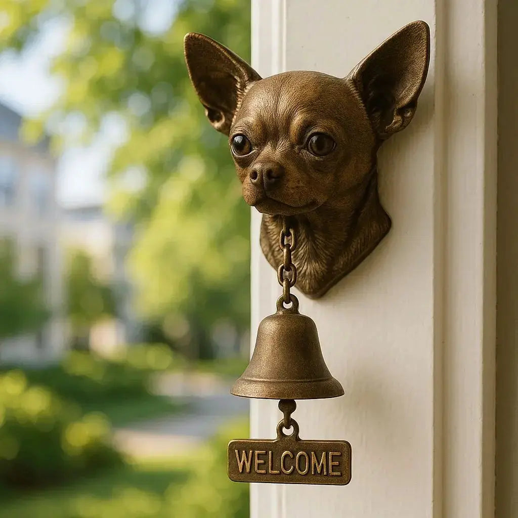 Cast Iron Dog Welcome Bell for Porch & Front Door – Rustic Bronze Finish | Thomler