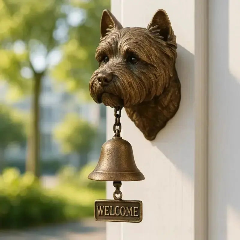 Cast Iron Dog Welcome Bell for Porch & Front Door – Rustic Bronze Finish | Thomler