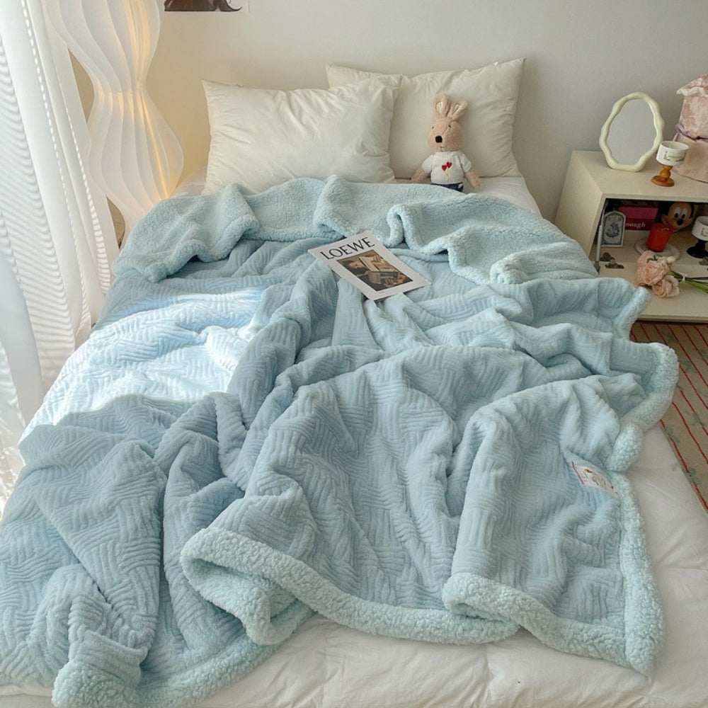Reversible Double-Sided Plush Throw Blanket with Textured Weave – Ultra-Soft Microfiber for Couch, Bed & Naps | Thomler