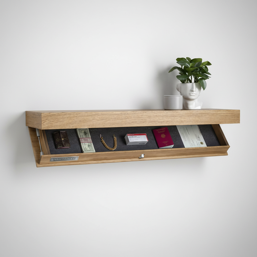 Wall-Mount Floating Shelf with Concealed Storage Compartment – Modern Organizer for Entryway, Kitchen & Home Office | Thomler