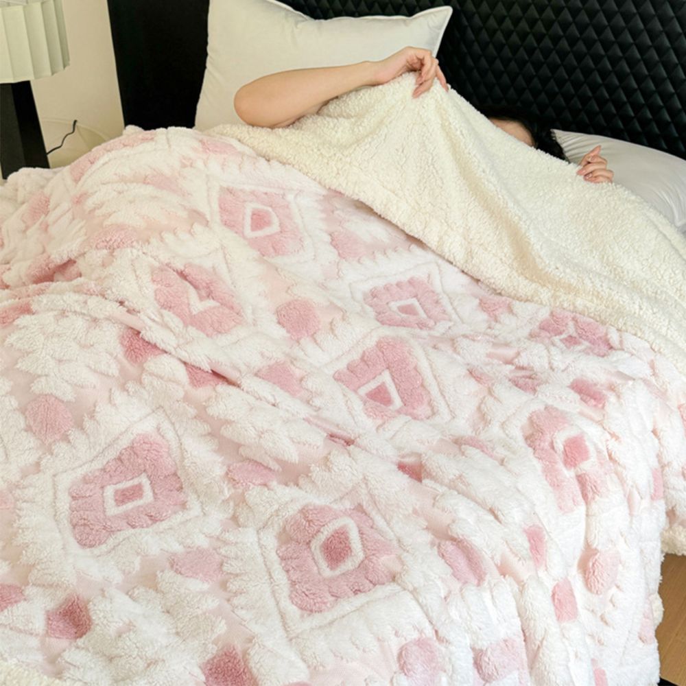 Diamond Pattern Two-Layer Microfiber Blanket for Bed Couch & Chair All Season Warmth Retro Style Soft Breathable Machine Washable | Thomler