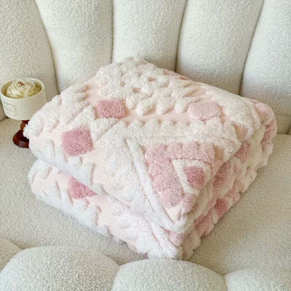 Diamond Pattern Two-Layer Microfiber Blanket for Bed Couch & Chair All Season Warmth Retro Style Soft Breathable Machine Washable | Thomler