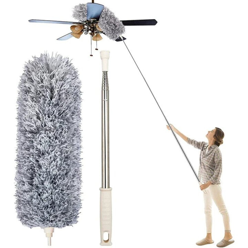 Telescopic Duster Microfibre 86.0–280.0 cm Grey High Ceiling Cleaning Flexible Washable Dusting Wand Cobweb Remover | Thomler