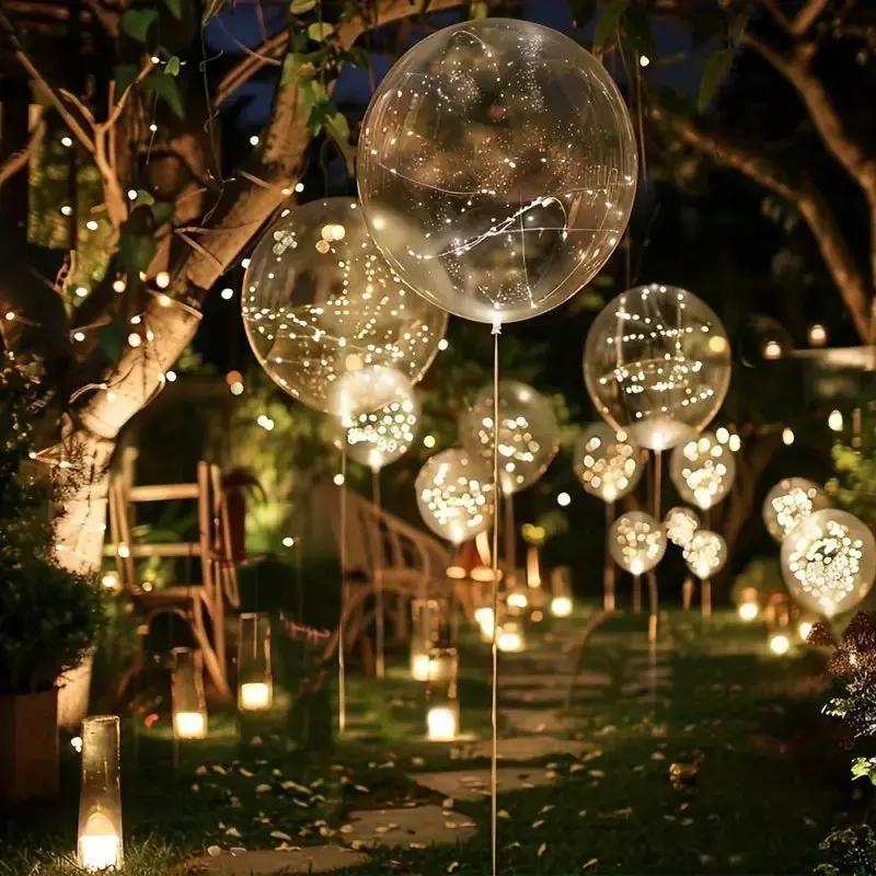 LED Party Balloons Transparent 45.0 cm Warm White Light Indoor Outdoor Decoration Set | Thomler