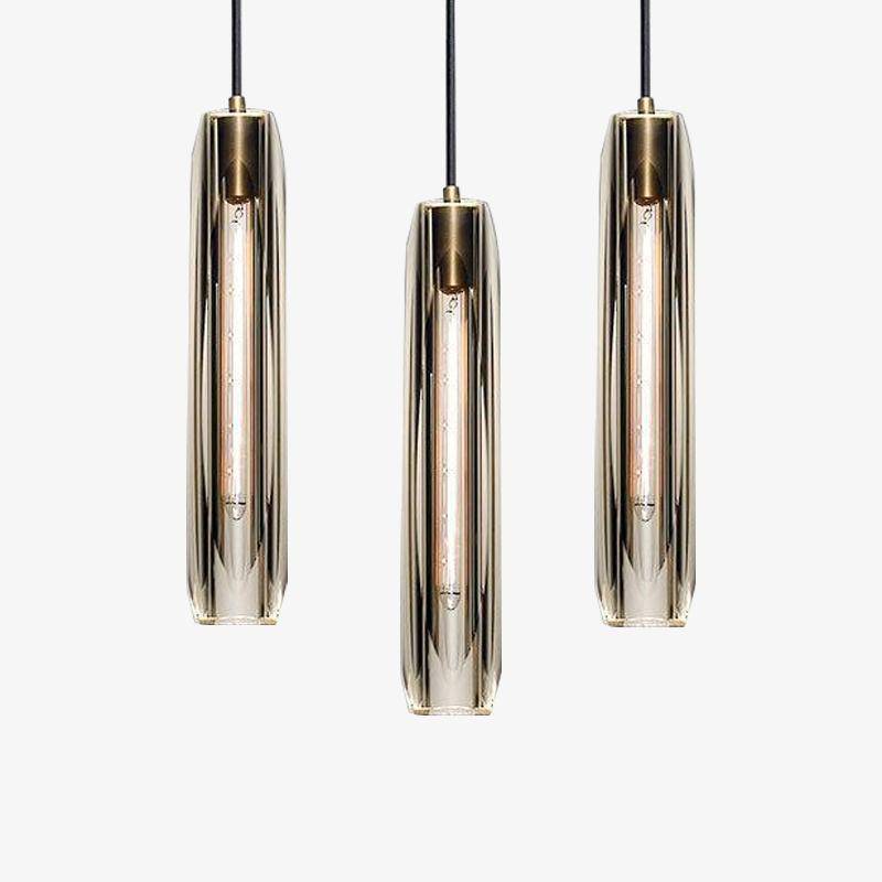 Pendant Light Glass Cylinder 15 in Adjustable Hanging Bedroom Dining Room Ceiling Fixture Modern Minimalist Lighting | Thomler